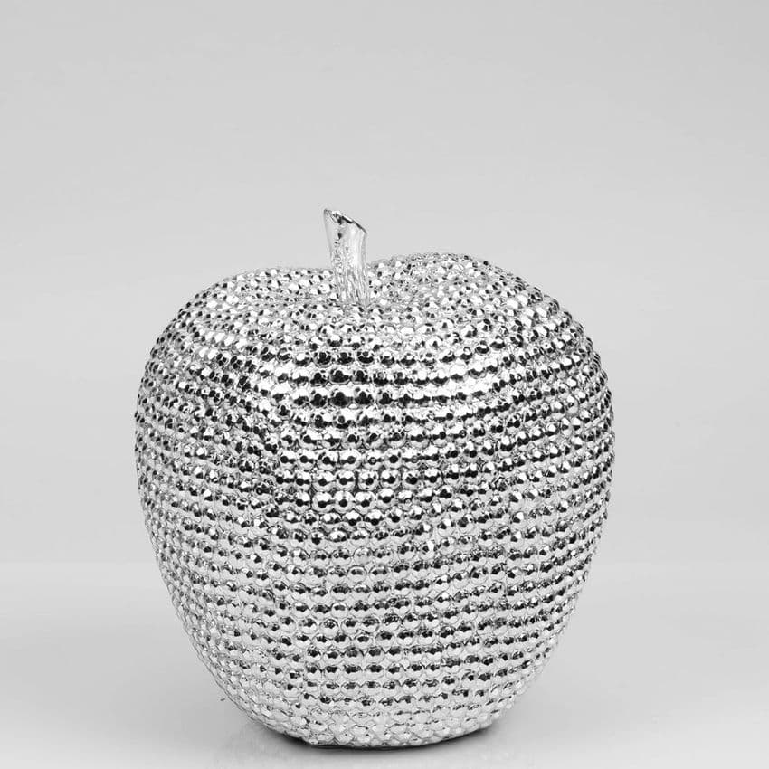 Silver Diamante Look Apple Home Ornament - Glitz and glamour home accessory