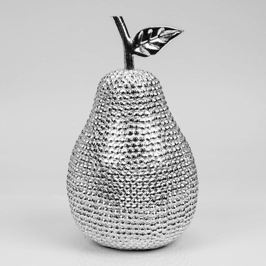 Silver Diamante Look Pear Home Ornament - Glitz and glamour home accessory