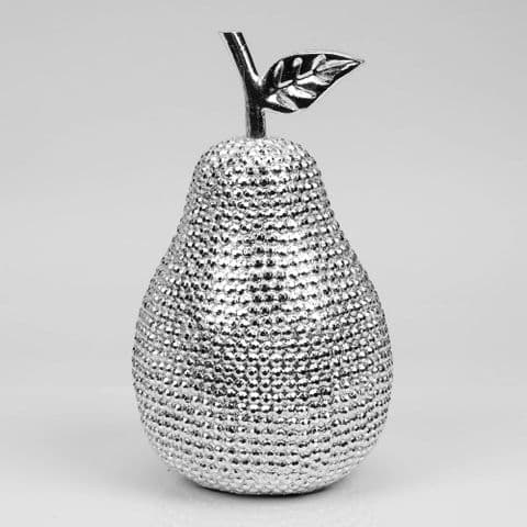 Silver Diamante Look Pear Home Ornament