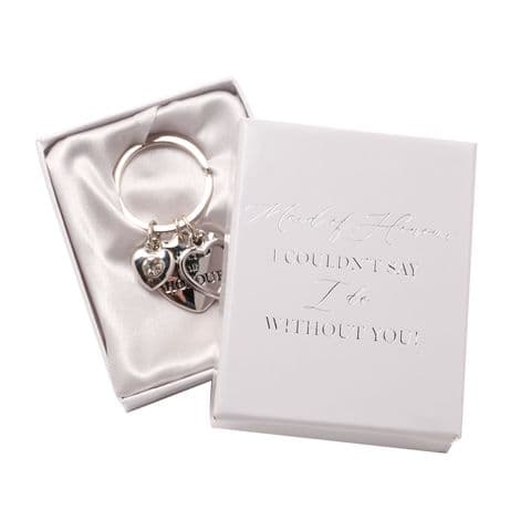 Silver Maid Of Honour Charm Keyring in Gift Box