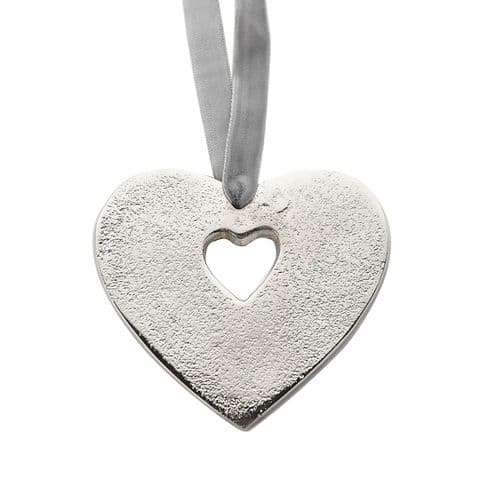 Silver Metal Heart Hanging Decoration Christmas Ornament