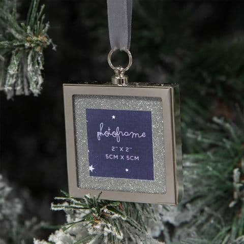 Silver Plated and Diamante Mini Photo Frame Christmas Tree Decoration Gift