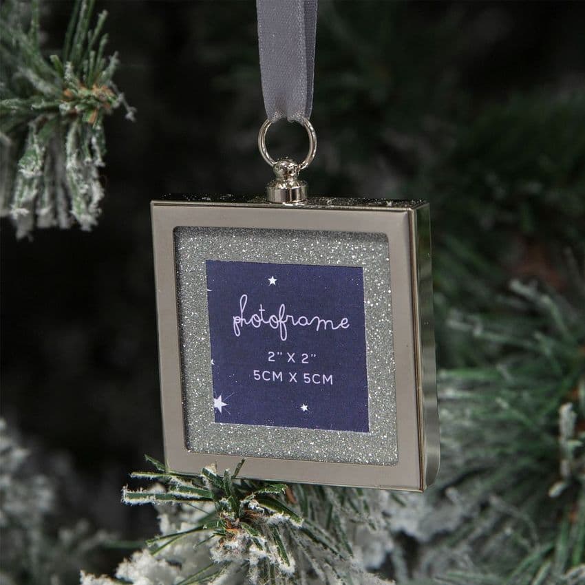Silver Plated and Diamante Mini Photo Frame Christmas Tree Decoration Gift