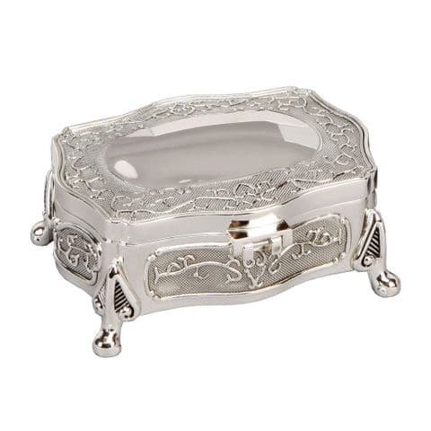 Silver Plated Vintage Look Trinket Jewellery Box - Special Luxury Jewellery Presentation Box