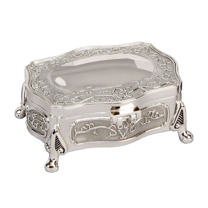 Silver Plated Vintage Look Trinket Jewellery Box - Special Luxury Jewellery Presentation Box