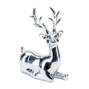 Silver Sitting Reindeer Christmas Ornament