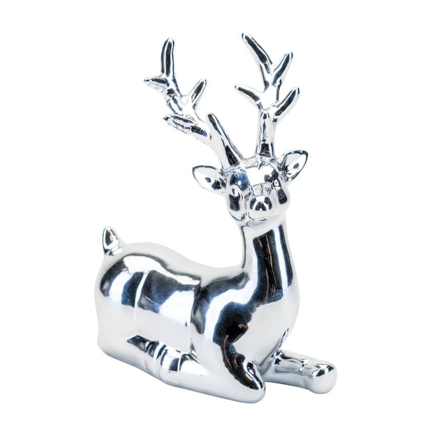 Silver sitting Reindeer Christmas Ornament - Modern Christmas ornament