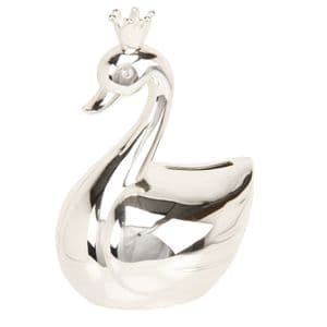 Silver Swan Money Box - Christening and New Baby Gifts - Princess Swan Silver Money Box Gift