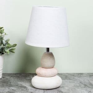 Small Pebble Lamp With White Shade Bedside Table Lamp