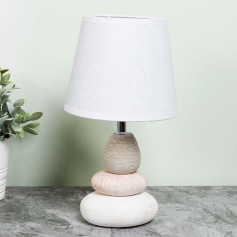 Small Pebble Lamp With White Shade Bedside Table Lamp