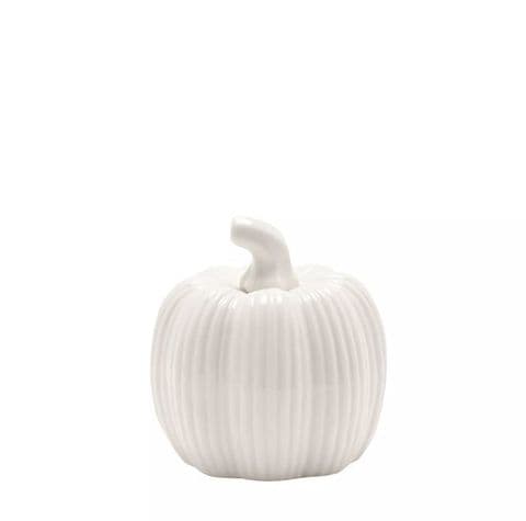 Small White Ceramic Pumpkin Ornament 9.5cm