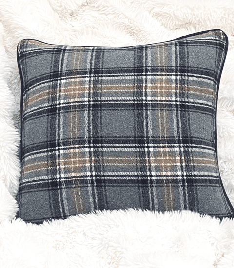 Smoky Grey Tartan Cushion – Handmade in Manchester By Avidity