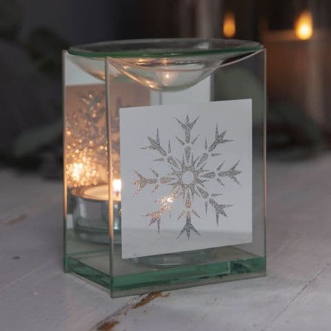 Snowflake Design Glass Oil Melt Burner Winter Christmas Decoration