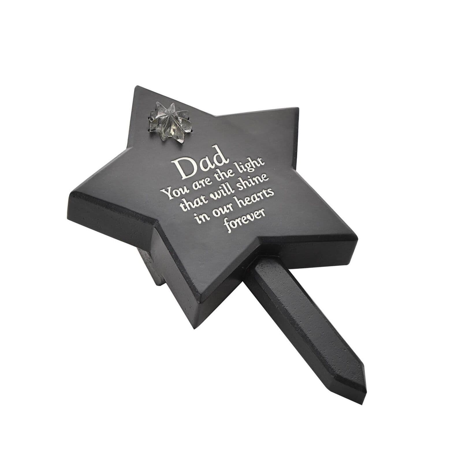 Solar Powered Light Up star Shape Graveside Memorial Plaque for Dad