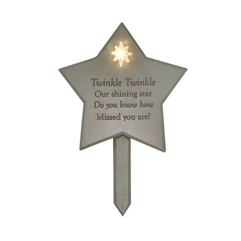 Solar Light Up Star Shape Graveside Memorial Plaque - Twinkle Twinkle