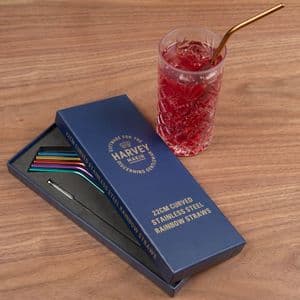 Steel reusable drinking straws - Set of 6 Rainbow straws gift for men