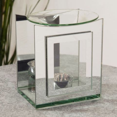 Stepped Mirrored Glass Contemporary Oil and Melt Burner