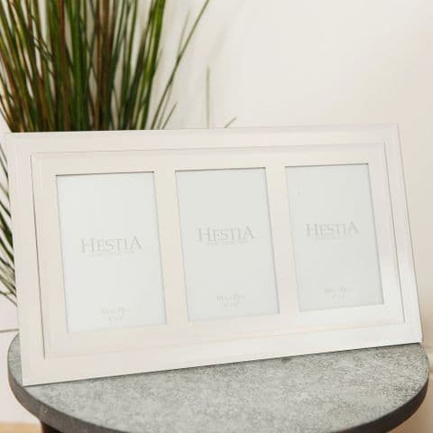 Stepped Mirrored Glass Triple Photo Frame 4 x 6 Holds 3 Photos