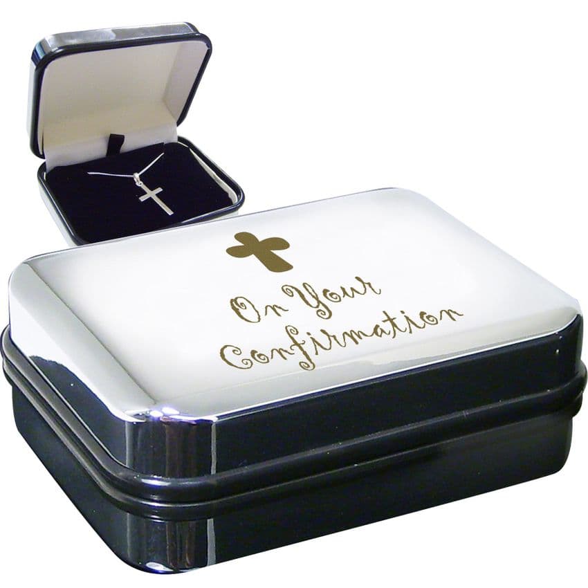 Sterling Silver Confirmation Cross Necklace Presented in Silver Box - confirmation gift
