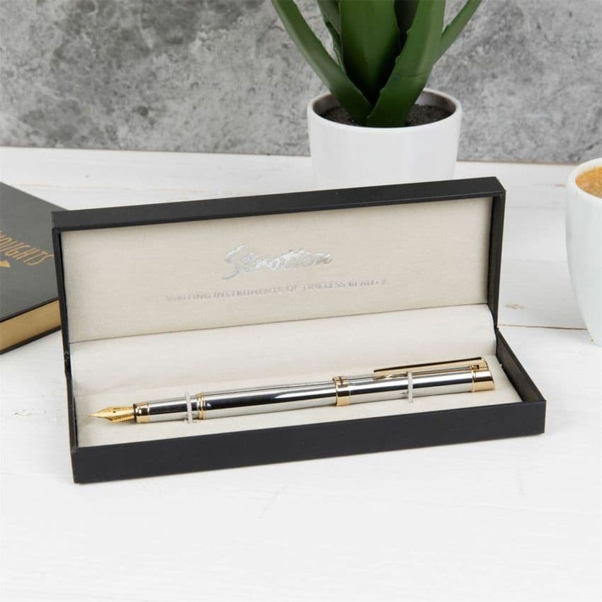 Stratton Luxury Silver and Gold Fountain Pen Gift