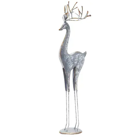 Tall Contemporary Metal Silver Reindeer Christmas Decoration ornament 74cm high