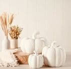 tall White Ceramic Pumpkin Ornament 14.5cm - Autumn Home Accessories
