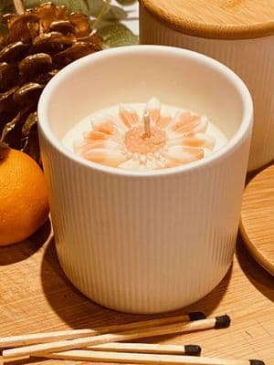 Tangerine Dream Luxury Soy Candle – Hand-Poured Citrus & Blossom Fragrance, Reusable Pot