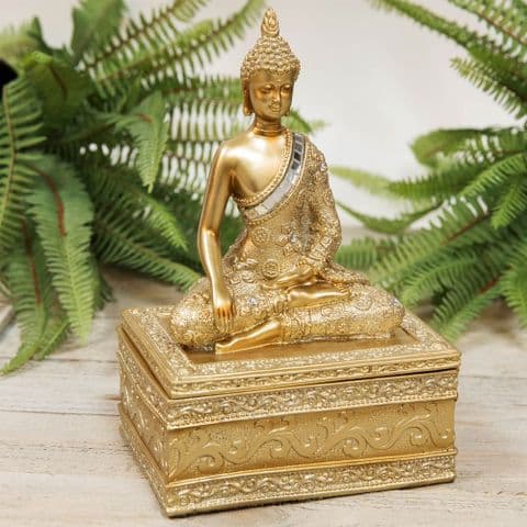 Thai Buddha Golden Trinket Box Decorative Zen Home Storage Box