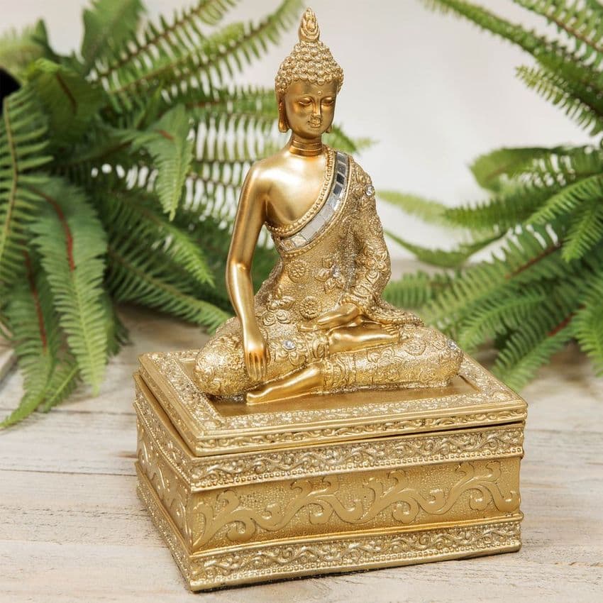 Thai Buddha Golden Trinket Box Decorative Zen Home Storage Box for storing all your precious scented oils and incense cones.