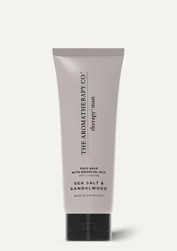 The Aromatherapy Company Sandalwood & Sea Salt Therapy Man SPF15 face cream balm gift - Enriched With Essential Oils - Gift For Men.