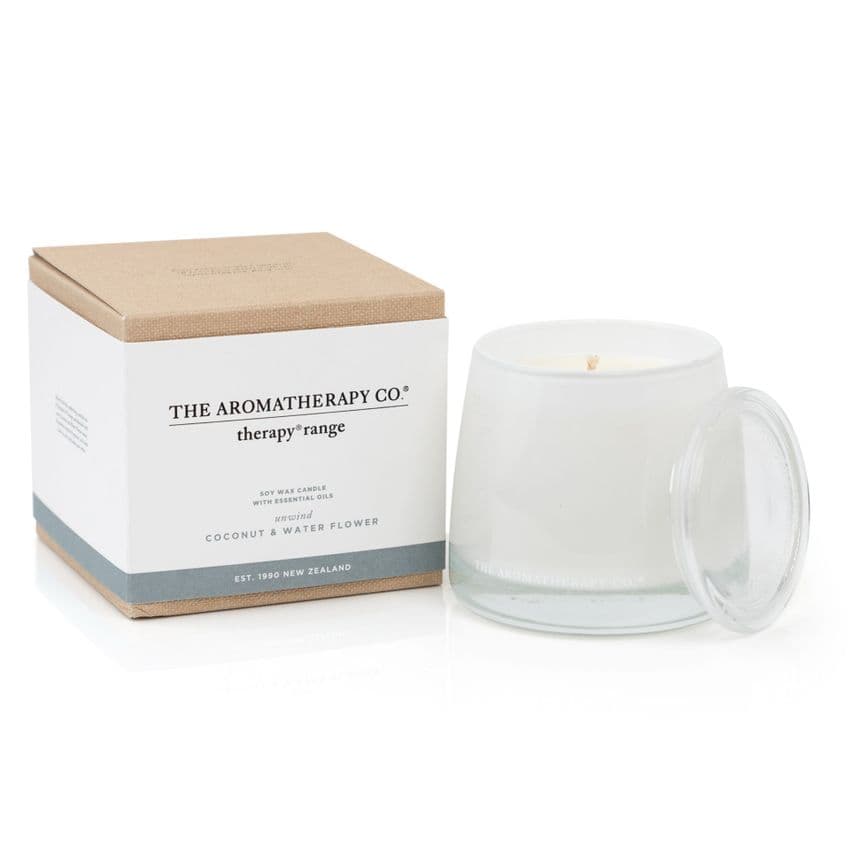The Aromatherapy Company Coconut & Water Flower Therapy Candle 260g - Unwind - natural essential oil gift