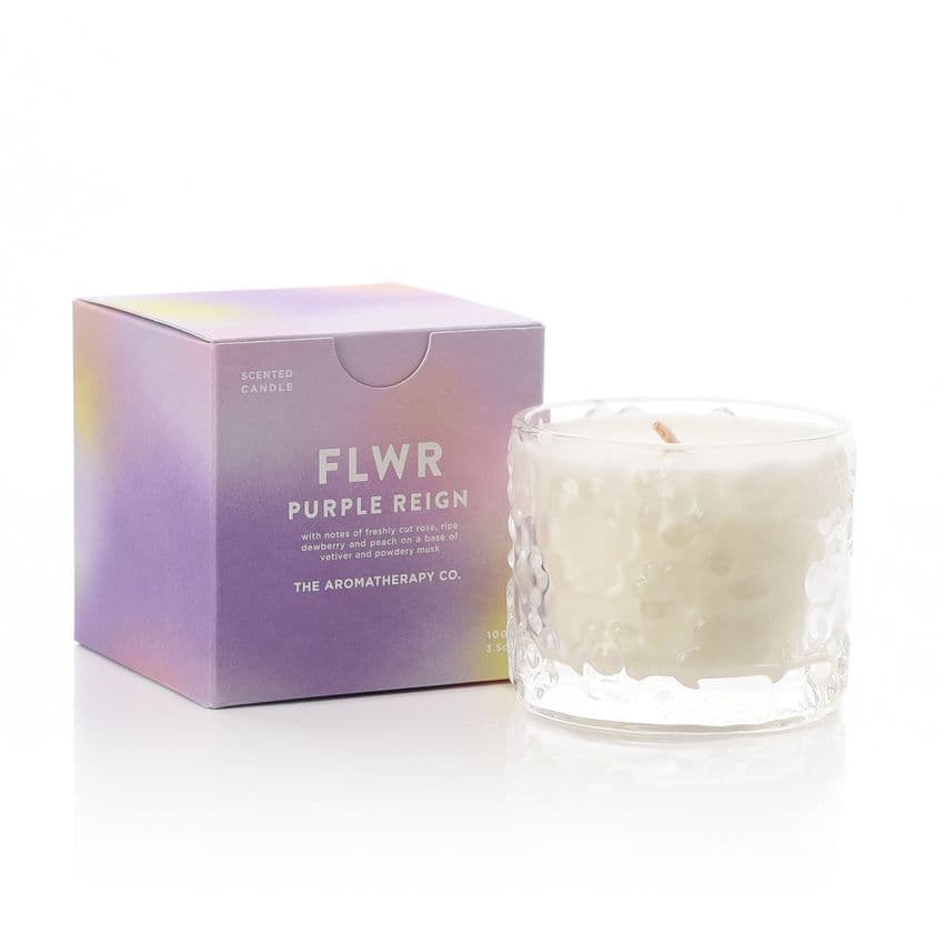 The Aromatherapy Company purple reign scented candle Gift for her birthday and Mothers Day natural and vegan friendly.