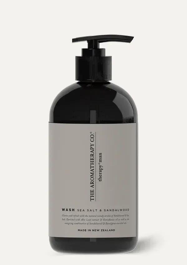 The Aromatherapy Company Sandalwood & Sea Salt Therapy Man Wash - Enriched With Essential Oils - Gift For Men.