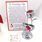 The Everlasting Tulip - I Love You Chrome Plated Tulip With Austrian Crystals Valentine and Anniversary gift for wife and girlfriend.