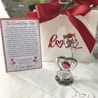 The Everlasting Tulip - I Love You Chrome Plated Tulip With Austrian Crystals Valentine and Anniversary gift for wife and girlfriend.