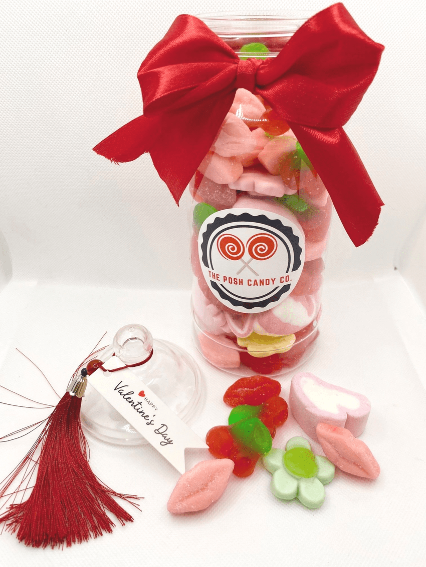 The Posh Candy Company Valentines Mix Sweet Jar Gift - 500g Love Themed Pick and Mix