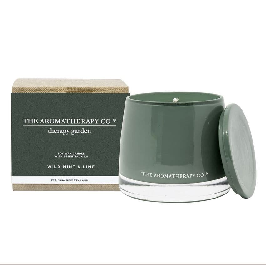 Therapy Garden Wild Mint & Lime Botanical Scented Candle gift for gardeners.