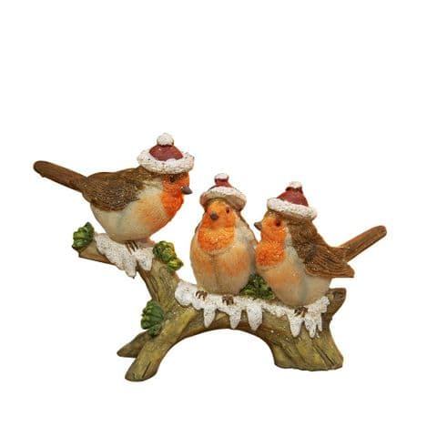 Three Robin Redbreasts Sat On A Branch Christmas Ornament