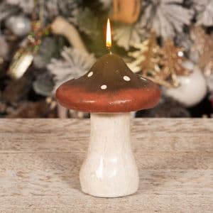 Toadstool candle woodland Christmas Decoration