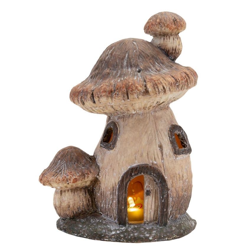 Toadstool Mushroom House LED Light Up Ornament Decoration. Perfect for a woodland themed Christmas decor.