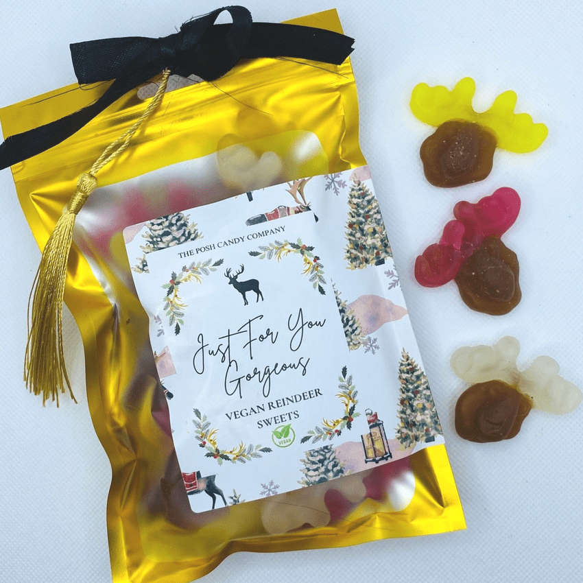 Luxury Vegan Christmas Gifting Sweets -Vegan Reindeer Sweets- The Posh Candy Company