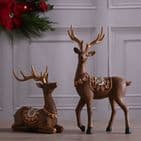 Vintage Sitting Reindeer Christmas Figurine Traditional Ornament Decoration