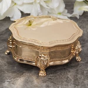 Vintage Style Oval Gold Plated Trinket Box With Lion Feet