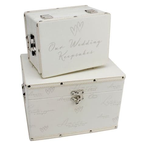 Wedding Keepsake Box Set Of 2 - High Quality Keepsake Boxes for Wedding Day Memories - Unique Gifts