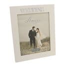 Wedding Photo Frame 8 x 10 - Cream Wooden Photo Frame For Wedding Picture with Mirrored Letters