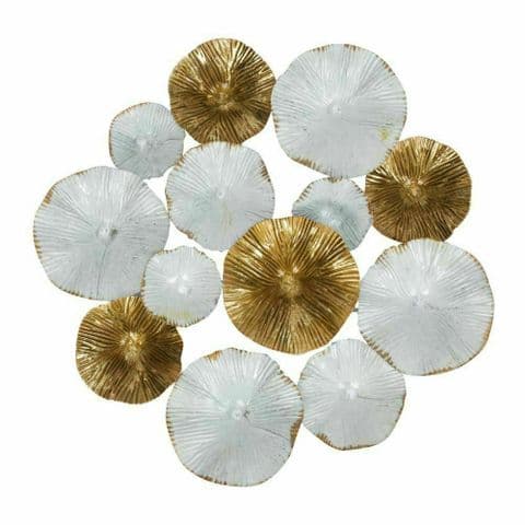 White and Gold Metal Wall Art Sculpture