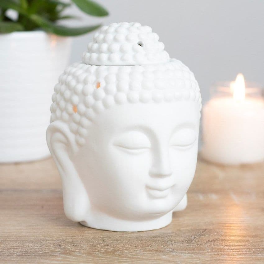 White Buddha Head Ceramic Oil Melt Burner Home Fragrance Gift