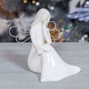 White Ceramic Angel Figurine Minimalist Modern Home Decoration