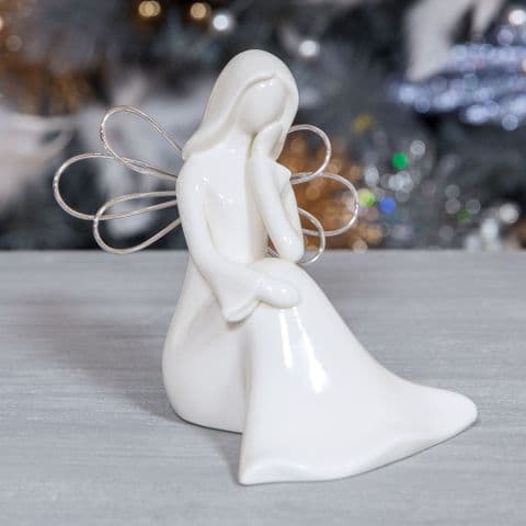 White Ceramic Angel Figurine Minimalist Modern Home Decoration