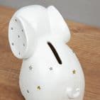 White Ceramic Cute Elephant Money Box Unisex Baby Gift By Bambino - Baby shower gift, first birthday gift.